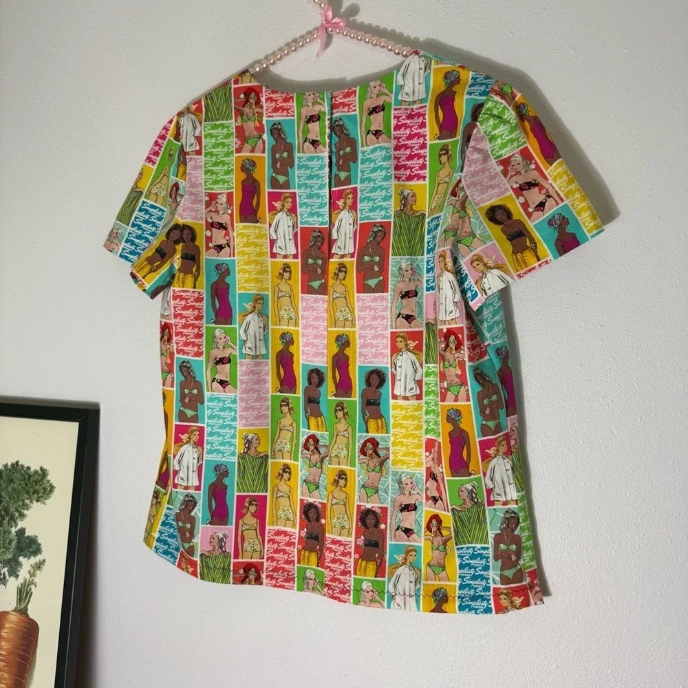 Home sewn Simplicity Vintage summer ladies print scrub top